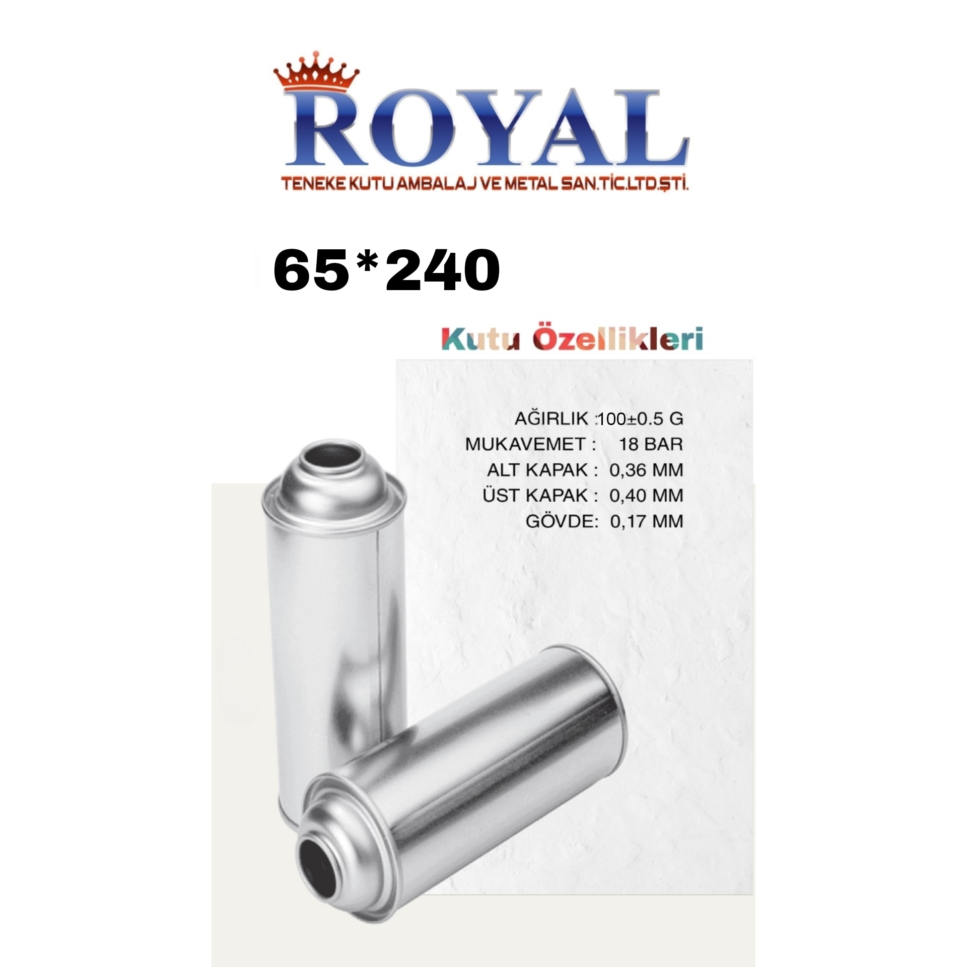 65*240 Aerosol Teneke Kutu